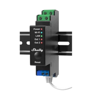 Shelly Pro 2PM Módulo de Automação c/ 2 Relés Medidor de Energia Wi-Fi/BT/LAN Calha DIN