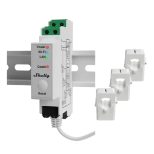Shelly Pro 3EM Medidor de Energia Calha DIN + 3 Núcleos de 120A