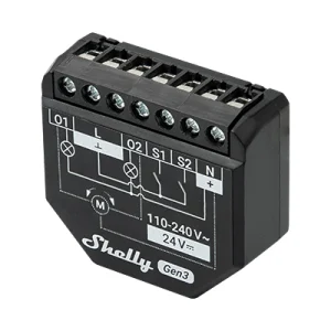 Shelly 2PM Gen3 Módulo Inteligente de Relé Duplo Wi-Fi c/ Medição de Energia