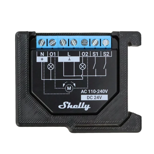 Suporte Calha DIN para Shelly Plus e Gen3 Domtec PC/ABS UL 94 V-0 Auto-extinguível - Preto