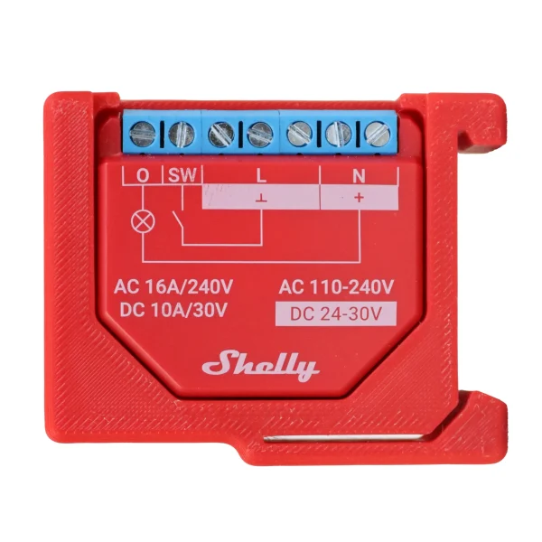Suporte Calha DIN para Shelly Plus e Gen3 ABS Domtec - Vermelho