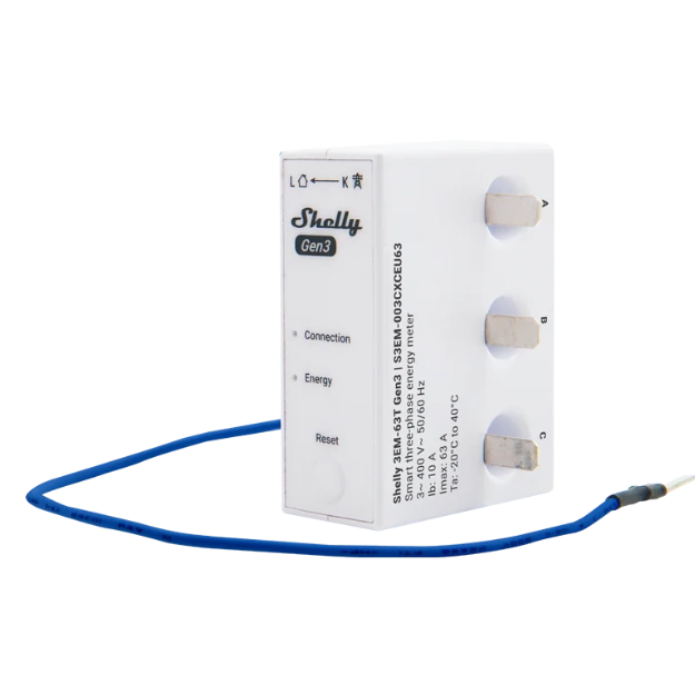 Shelly 3EM-63T Gen3 - Medidor de Energia Trifásico Compacto Wi-Fi - ligação por terminal - Image 2