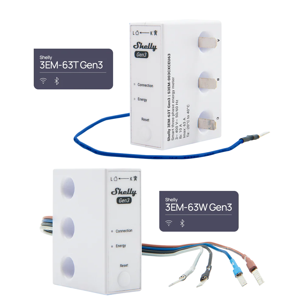 Shelly 3EM-63T Gen3 - Medidor de Energia Trifásico Compacto Wi-Fi - ligação por terminal - Image 5