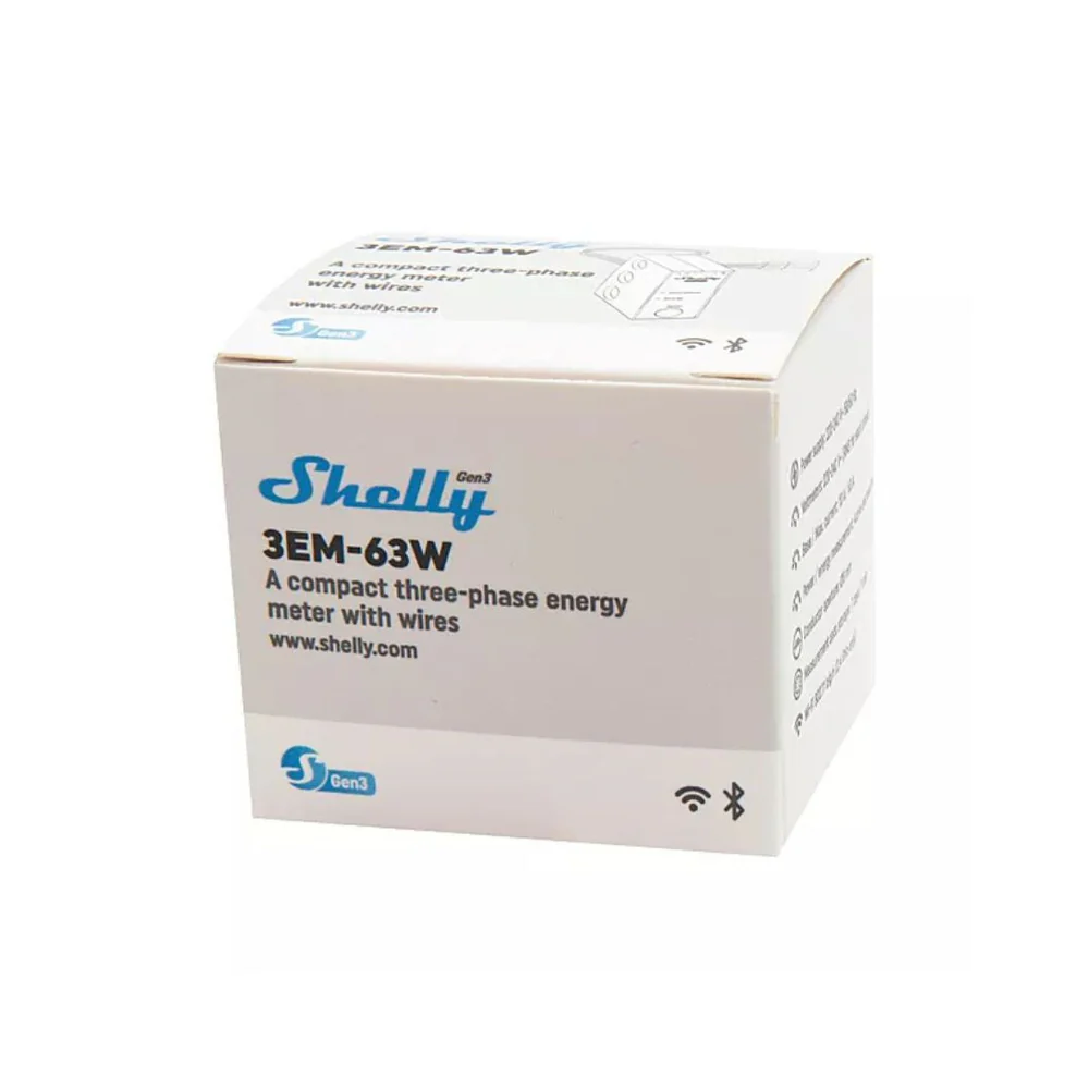 Shelly 3EM-63W Gen3 - Medidor de Energia Trifásico Compacto Wi-Fi - ligação por fio - Image 6