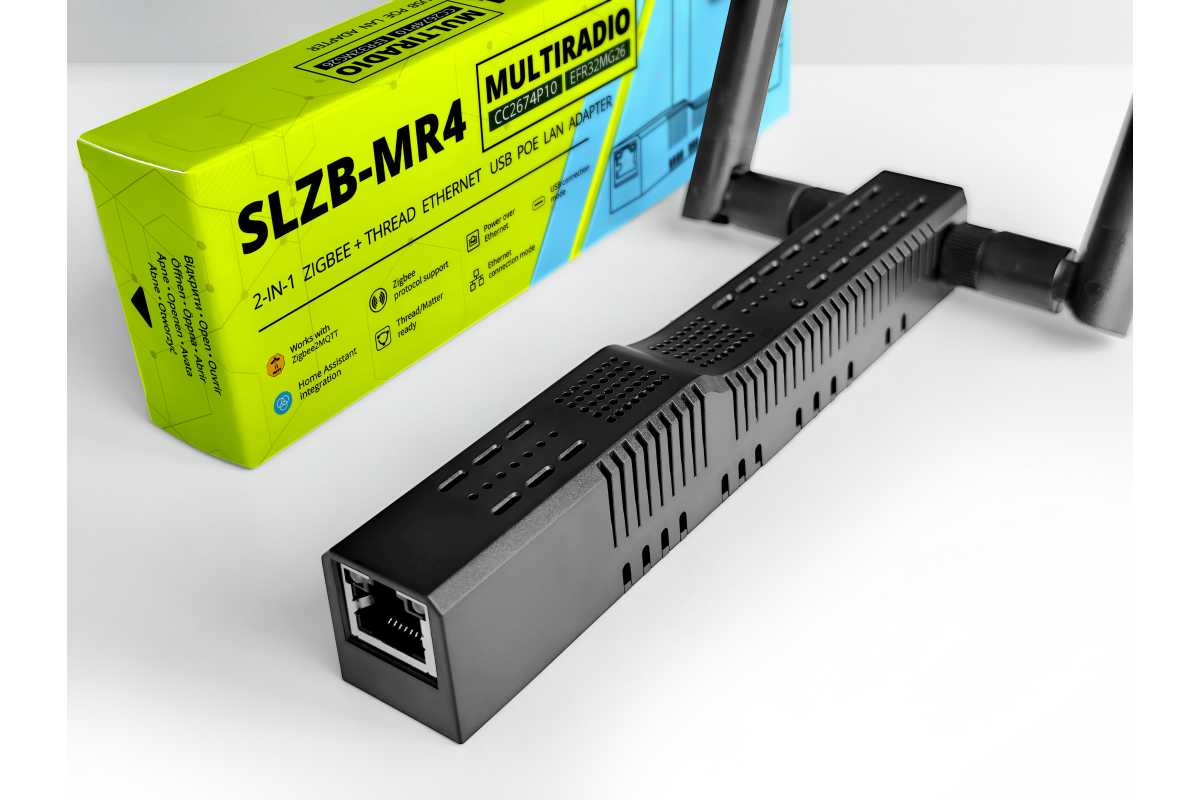 SMLIGHT SLZB-MR4U - Coordenador Multi rádio Zigbee + Thread PoE Ethernet USB Wi-Fi CC2674P10 + EFR32MG26