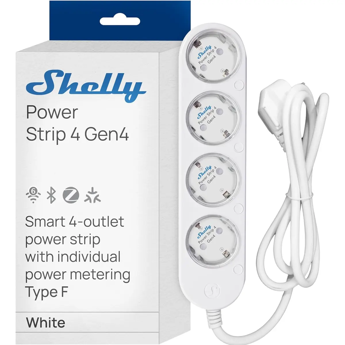 Shelly Power Strip 4 Gen4 - Bloco de 4 tomadas inteligentes (WiFi BT Zigbee Matter) c/ botões e cabo de 1.5m - Image 10