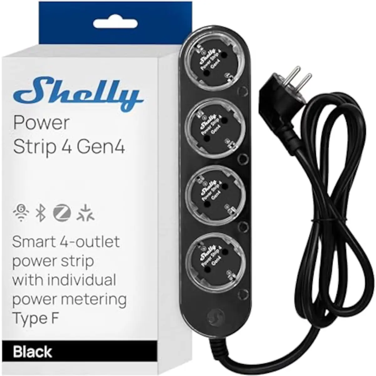 Shelly Power Strip 4 Gen4 - Bloco de 4 tomadas inteligentes (WiFi BT Zigbee Matter) c/ botões e cabo de 1.5m - Image 11